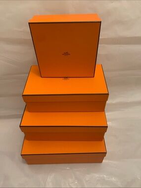 Hermès Bright Orange Box Set with Black Trim